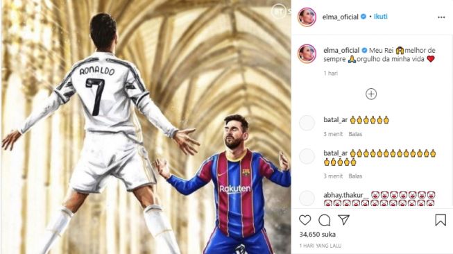 Adik Cristiano Ronaldo mengejek Lionel Messi. (Instagram/apple_offcial)