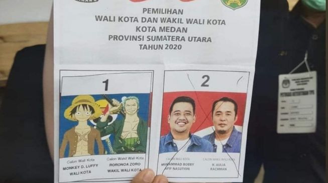 Surat suara Pilkada 2020 dicoret-coret (Twitter)