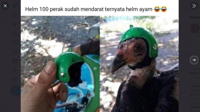 Warganet beli helm murah penampakannya bikin ngakak. [Twitter]