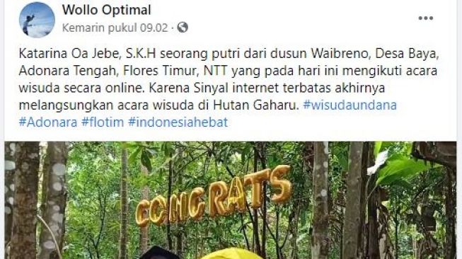 Wisuda online di hutan. (Facebook/Wollo Optimal)