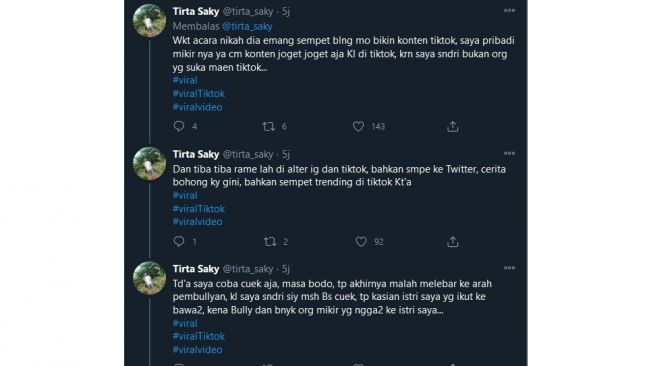 Utasan klarifikasi soal video viral pemuda ditinggal kekasihnya (twitter.com/tirta_saky)