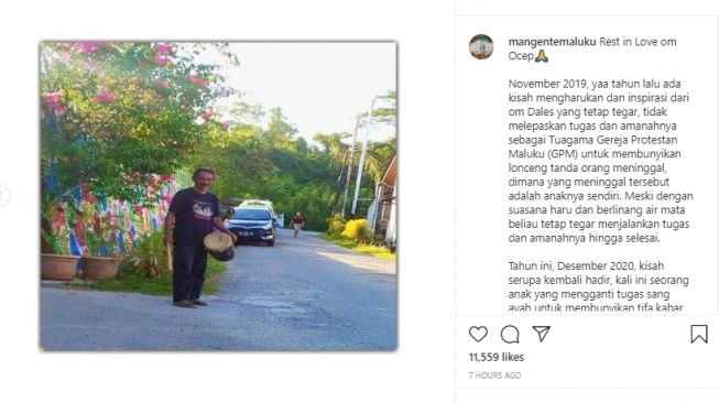 Potret pemukul tifa, pemberi kabar kematian. (Instagram/@mangentemaluku)