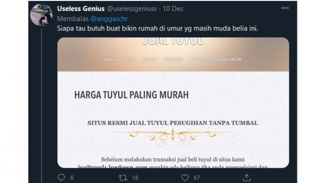 Balasan warganet @uselessgeniuss