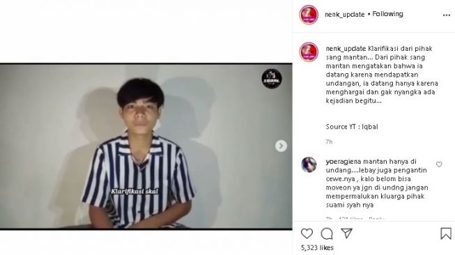 Klarifikasi pria yang datang ke pernikahan mantan. (Instagram/@nenk_update)