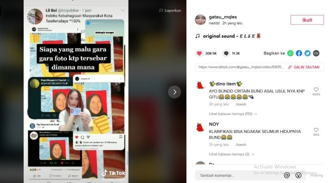 Klarifikasi pemilik KTP yang fotonya tertawa (tiktok.com/@gatau_mqles)