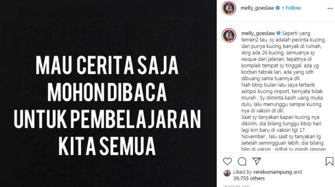 Unggahan Melly Goeslaw [Instagram/@melly_goeslaw]