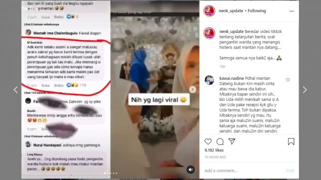 Pengakuan keluarga pengantin pria yang viral (Instagram/@nenk_update)