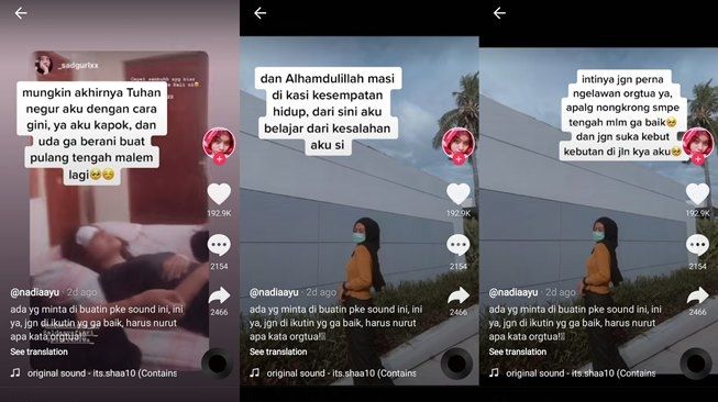 Dulunya bandel banget, cewek ini langsung tobat setelah kecelakaan. (TikTok/@ndayuu0)