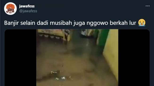 Ikan lele saat banjir masuk rumah. (Twitter/@jawafess)