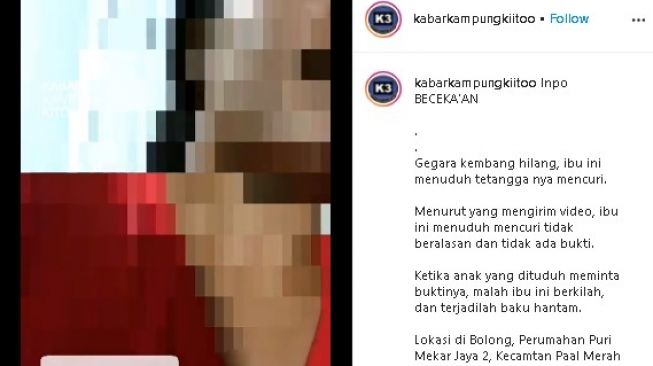 Emak-emak ribut karena pot bunga. (Instagram/@kabarkampungkiitoo)