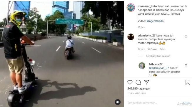 Aksi kejar-kejaran skuter dan matic (instagram.com/makassar_iinfo)