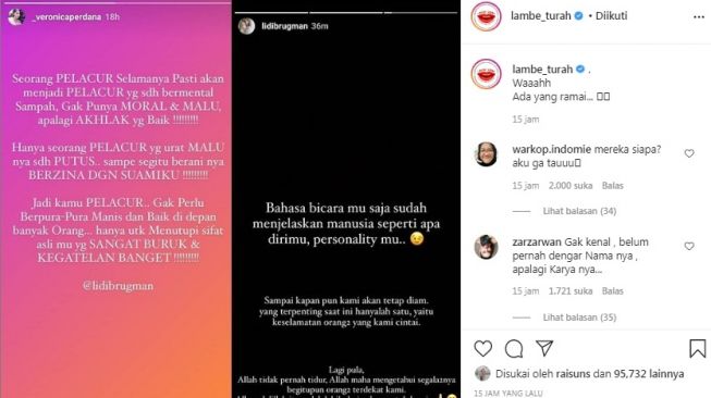 Unggahan soal Lucky Perdana [Instagram/@lambe_turah]