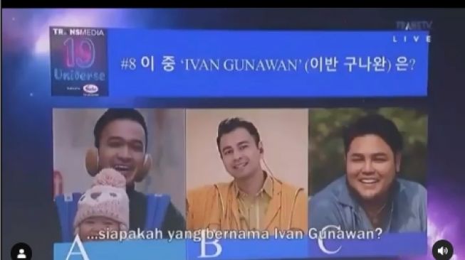 Foto Raffi Ahmad dalam sebuah kuis di perayaan ulang tahun tv nasional. - (Instagram/@raffinagita1717)