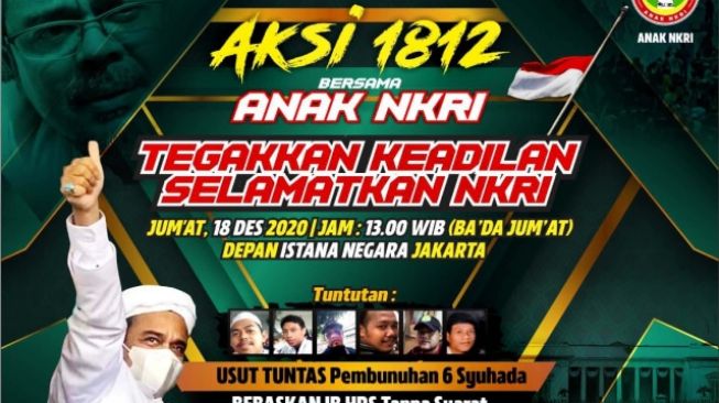 Jumat Besok PA 212 Demo Besar di Istana, Tuntut Habib Rizieq Dibebaskan