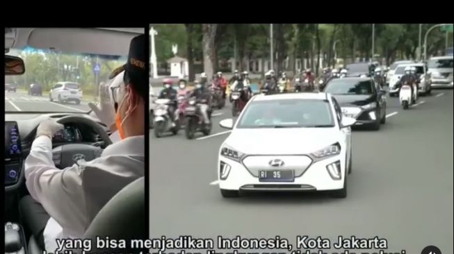 Menteri Perhubungan RI Budi Karya Sumadi saat menjajal mobil listrik Hyundai Ioniq (Instagram)