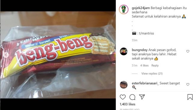 Bingkisan untuk bocah yang memesan makanan via aplikasi ojol bikin menyentuh hati (Instagram)