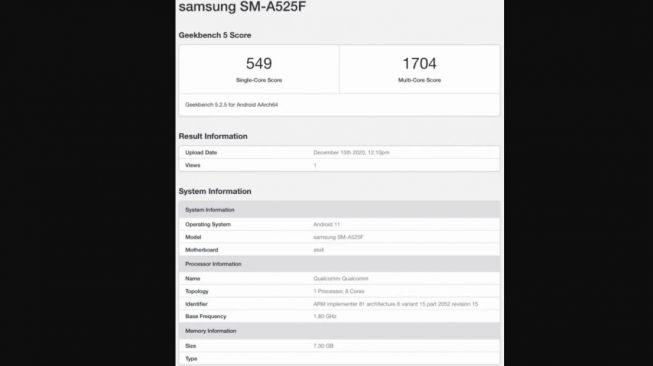 Bocoran Samsung Galaxy A52 4G. [Mysmartprice] 