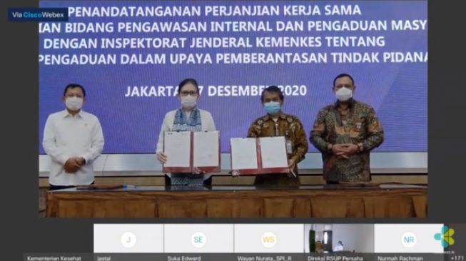 Penandatanganan nota kesepahaman Kemenkes dan KPK (Youtube/Kementerian Kesehatan RI)