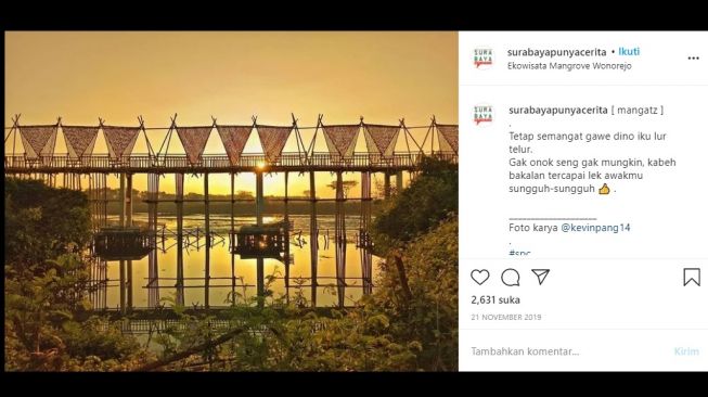 Tempat Wisata Surabaya - Ekowisata Mangrove Wonorejo (Instagram @surabayapunyacerita/@kevinpang14)