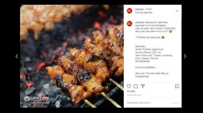 Wisata kuliner Jogja - Sate Ratu (instagram @sateratu)