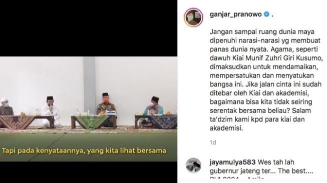 Ganjar pranowo kampanye jihad lawan radikalisme. (Instagram/@ganjar_pranowo)