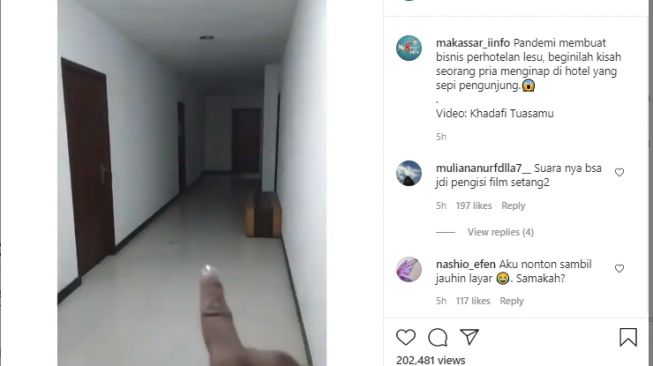 Merinding! Pria Menginap di Hotel Sepi saat Pandemi, Lorong Gelap Disorot