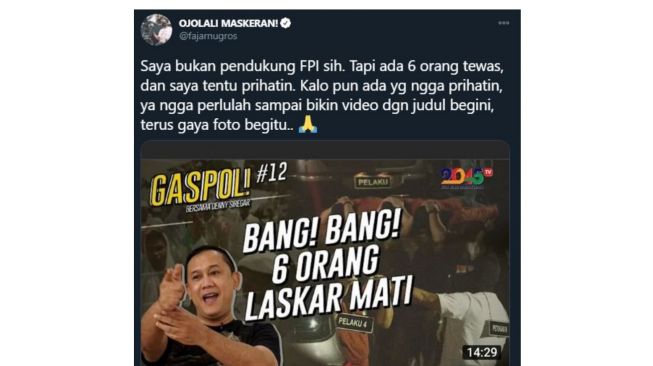 Denny Siregar Bicara Kematian Laskar FPI di YouTube, Judulnya Kontroversial