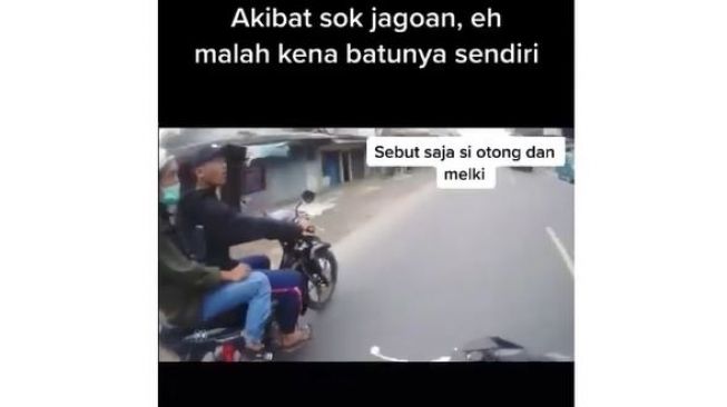 Viral Video Pemotor Sok Jagoan Ugal-ugalan, Langsung Kena Batunya