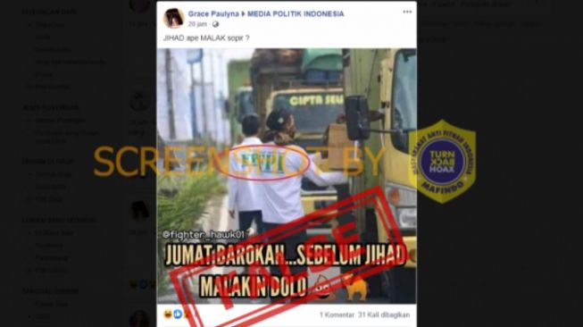 CEK FAKTA: Beredar Foto Pria Berkaus FPI Palak Sopir Truk, Benarkah?