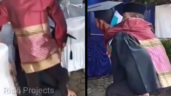 Viral Pria Gendong Ayah ke Acara Wisuda, Bikin Publik Terharu