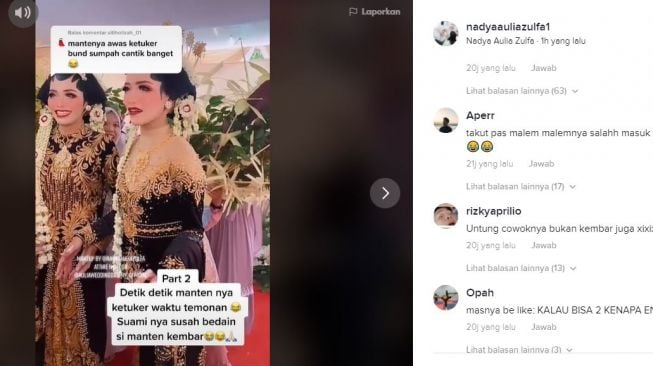 Pengantin yang tertukar karena kembar. (TikTok/@nadyaauliazulfa1)