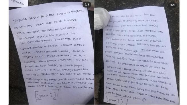 Surat dari pelaku pencuri celana dalam perempuan (twitter.com/sweeetaesthetic)