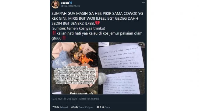 Vidio Porno Jetahuan Gambil Celana Dalam Com - Viral Celana Dalam Dicuri Buat Onani, Pelaku Surati Korban Ajak Bercinta