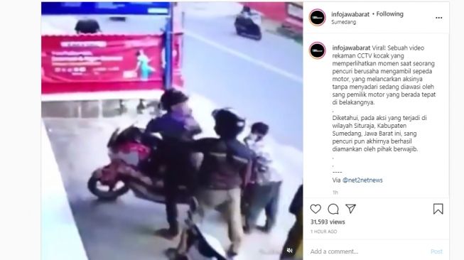 Nekat! Maling Motor Tak Sadar Korban Ada di Sampingnya, Berakhir Apes