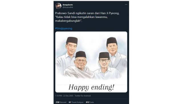 Prabowo-Sandi Masuk Jajaran Menteri, Warganet: Ikuti Jejak Han Ji Pyeong!