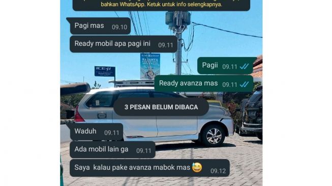 Jawaban yang cukup menohok dari seorang penyewa mobil (Facebook)