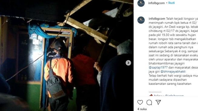 Satu Keluarga Terjebak dalam Rumah Tertimbun Longsor di Lembang