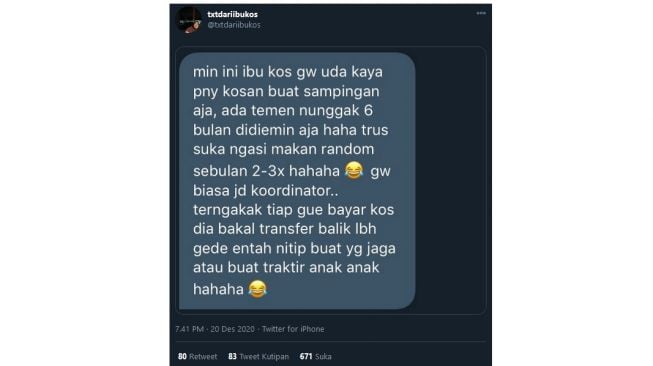 Terlalu Kaya, Ibu Kos ini Malah Traktir Makan dan Transfer Balik Uang Sewa