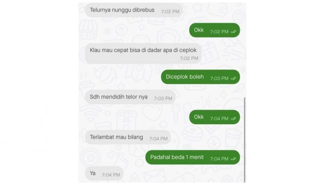 Isi pesan driver ojol dan pelanggan (twitter.com/lilithkis)