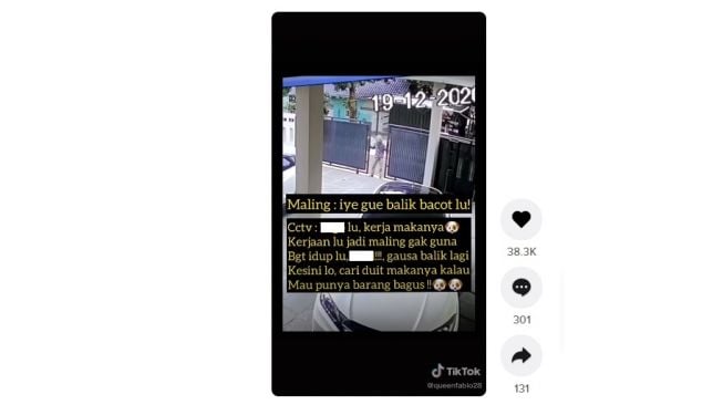 Aksi maling sopan, gagal dan keluar rumah tutup pintu dulu. [TikTok]