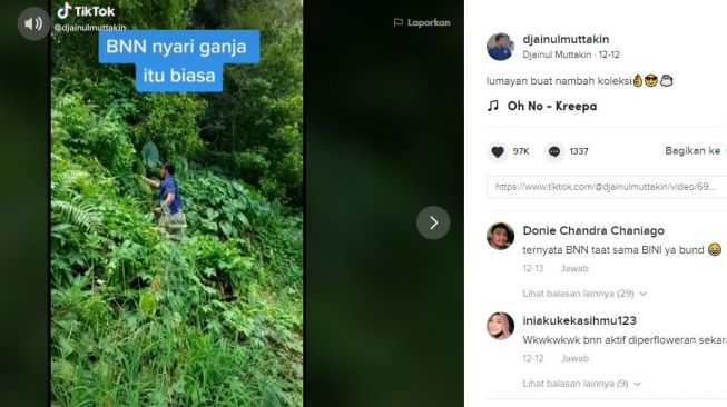 Aksi seorang anggota BNN. (TikTok/@djainulmuttakin)