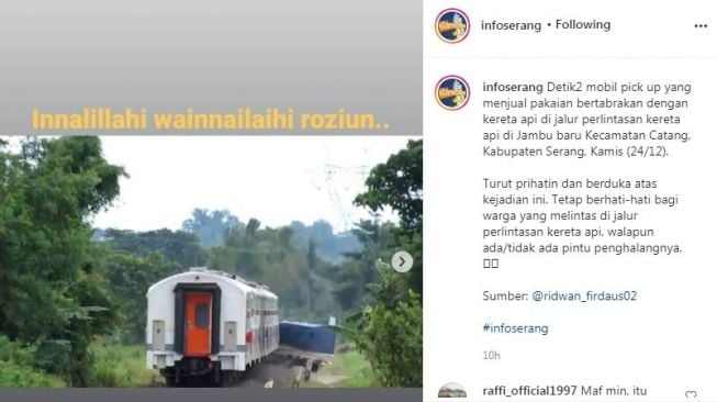 Video viral tabrakan KA di Serang (Infoserang)