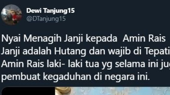 Cuitan Dewi Tanjung. (Twitter/DTanjung15)