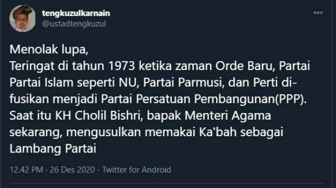 Tengku Zul mengajak menolak lupa. (Twitter/@ustadtengkuzul)