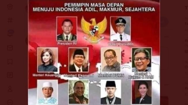 Beredar poster calon pemimpin masa depan dengan memajang foto tokoh yang tersusun seperti kabinet pemerintahan. Dalam poster itu Habib Rizieq penasihat pemerintah.