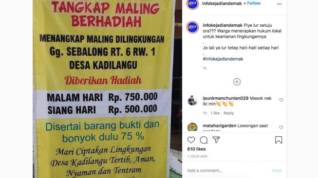 Sayembara Tangkap Maling di Demak, Hadiahnya Menggiurkan