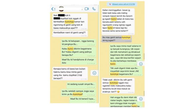 Ibu indekos marah-marah karena kunci kamarnya dibawa oleh penghuni (twitter.com/txtdariibukos)