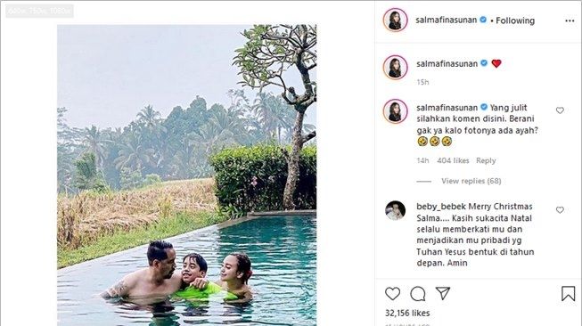 Balasan menohok Salmafina Sunan usai foto berbikini dicibir warganet. (Instagram/@salmafinasunan)