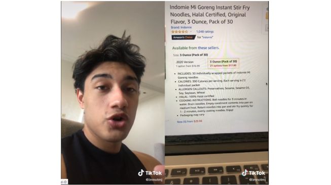 Pemuda ini ceritakan pengalamannya jual Indomie saat di US (tiktok.com/@imnotmj)