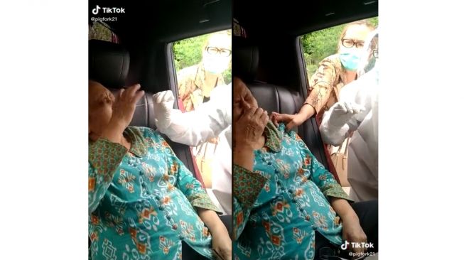 Aksi nenek tolak saat jalani Swab Tes (tiktok.com/@bluebottle53)